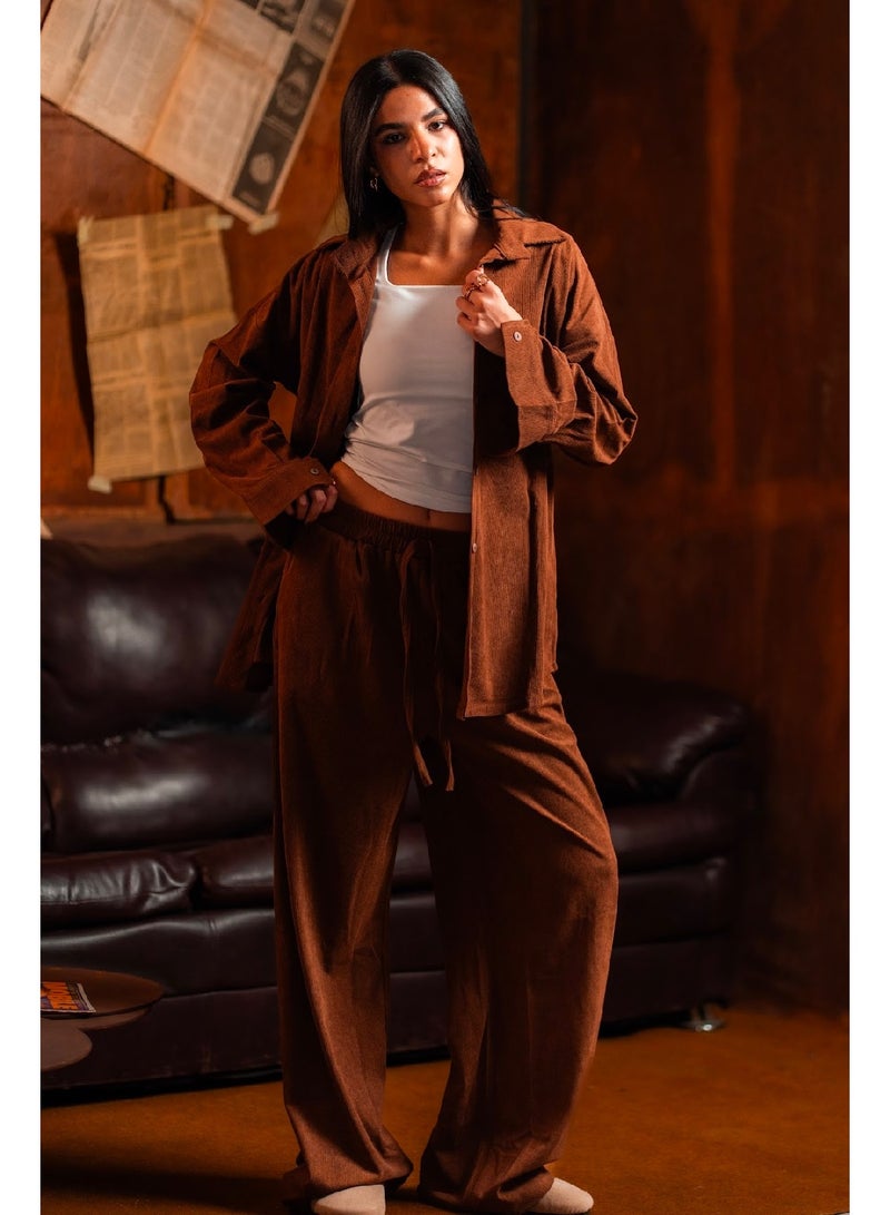 كنزه طقم قطيفة (قميص + بنطلون) - Image 2